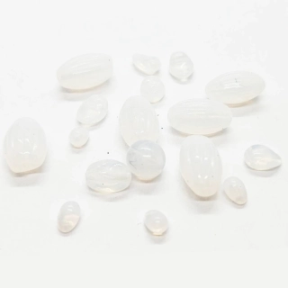 Korálky broušené CZ, 6-19mm, mléčná, 17ks