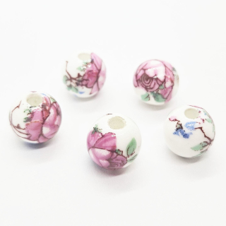 Korálek porcelánový, květina, 10mm, 2ks