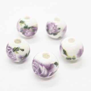 Korálek porcelánový, květina, 10mm, 2ks