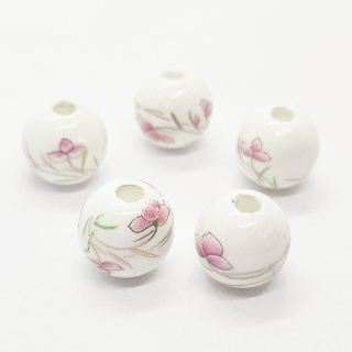 Korálek porcelánový, květina, 10mm, 2ks