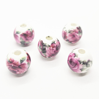 Korálek porcelánový, květina, 10mm, 2ks