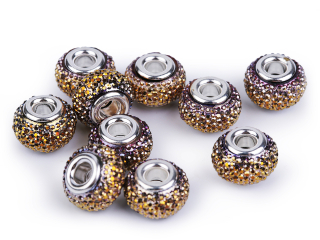 Korálek velký průvlek, 9x14 mm, zlatá sv., 1ks