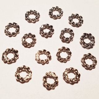 Kroužek ozdobný, platina, 6mm, 5ks