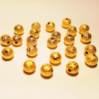 Kovový korálek, 6mm, zlatý, 10ks