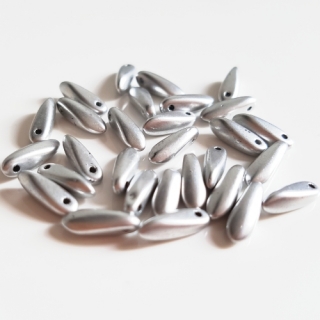 Jazýčky, 10x3mm, stříbrná matná, 20ks