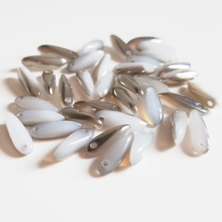 Jazýčky, 10x3mm, šedivomléčná, 40ks