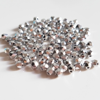 Ohňovky skleněné, 3mm, stříbrná, 25ks