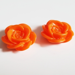 Kabošon růže, 18x18mm, oranžová, 1ks