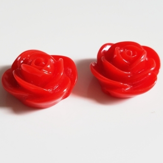 Kabošon růže, 18x18mm, červená, 1ks