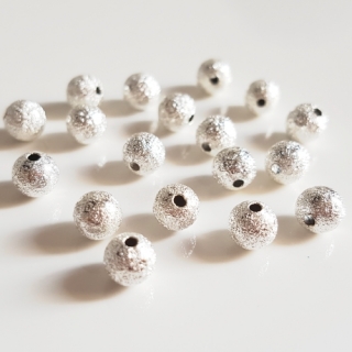 Kovový korálek, 6mm, stříbrná 10ks
