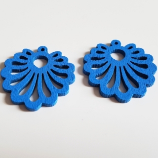 Dřevěný výsek, 25x23mm, modrá, 2ks