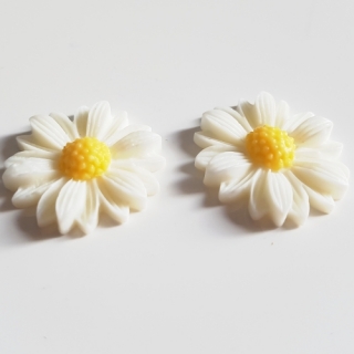 Kabošon květina, 20mm, bílá, 2ks