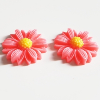 Kabošon květina, 20mm, růžová, 2ks