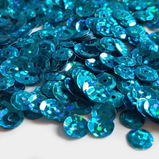 Flitry hologramové, 6mm, tyrkysová, 10g