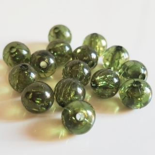 Korálky krakl, 8mm, zelená olivová, 10ks