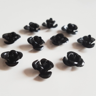 Kovové růžičky, 10mm, černá, 10ks
