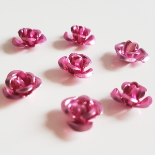Kovové růžičky, 10mm, růžová, 10ks
