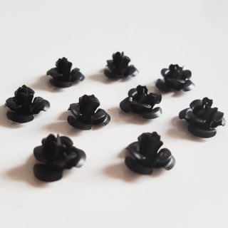 Kovové růžičky, 12mm, černá, 10ks