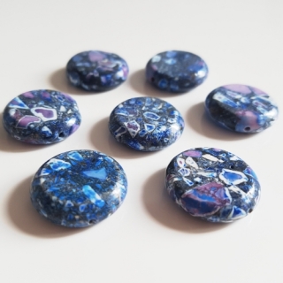 MARBLE placky, 20mm, fialovomodrá, 5ks