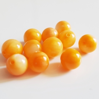 Perleťové korálky, 7mm, oranžová, 5ks