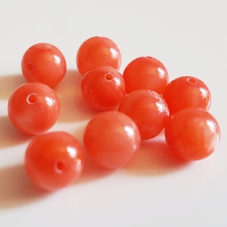 Perleťové korálky, 7mm, červená, 5ks