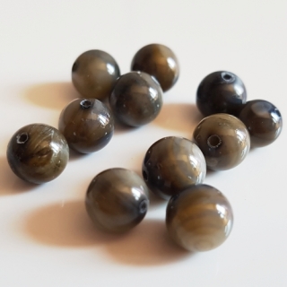 Perleťové korálky, 7mm, šedohnědá, 5ks