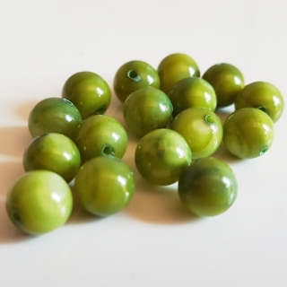 Perleťové korálky, 7mm, zelená stepní, 5ks