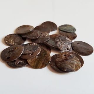 Perleťové placičky, 15mm, béžová tmavá, 10ks