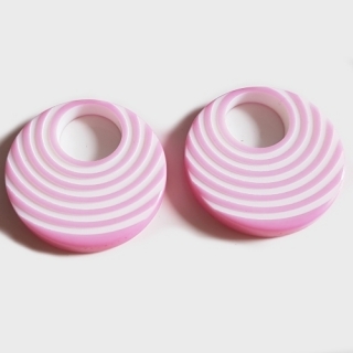 Plastový donut, 25mm, růžová, 1ks