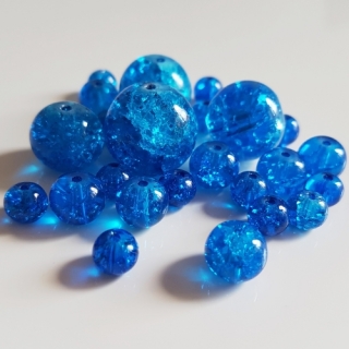 Praskané korálky, 6-18mm, modrá, 50g