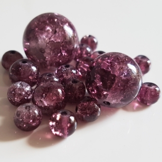 Praskané korálky, 6-18mm, fialová švestka, 50g