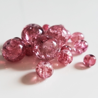 Praskané korálky, 6-18mm, červená karmínová, 50g